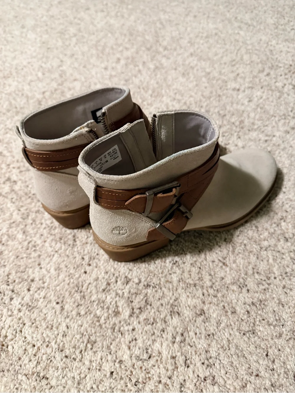 Women's Timberland Suede Ankle Boots with Brown Strap Detail